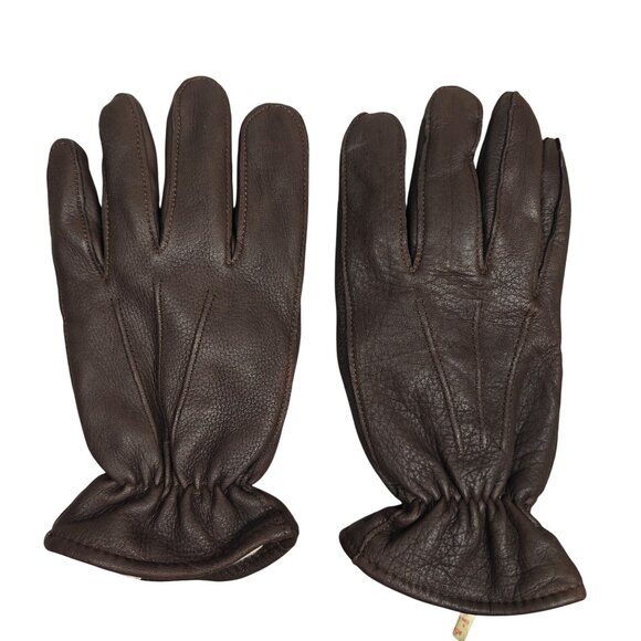 Vintage Women's Winter Gloves Dark Brown Leather Lined Size Large - Picture 1 of 4